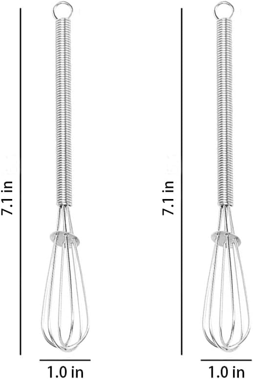 Stainless Steel Mini Whisk 2 Pcs, Small Wire Whisks Set with Wooden Handle, Kitchen Egg Beater Mini Hand Mixer for Cooking, 7.8inch