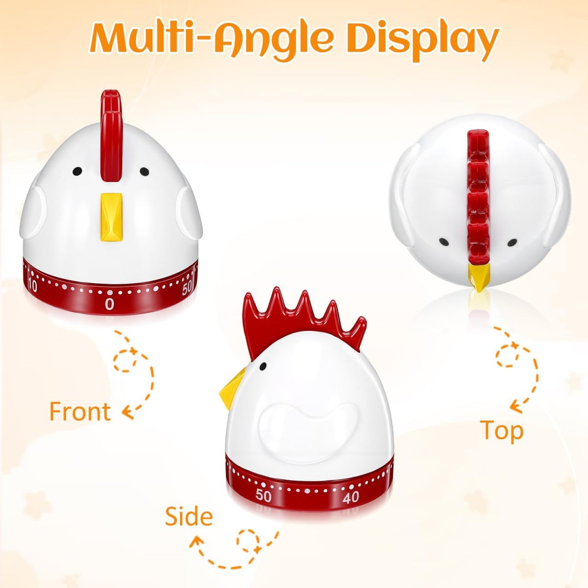 Mechanical Kitchen Timer, Easter Chicken Timer, Wind Up 60 Minutes Manual Countdown, Loud Alarm Animal Rooster Rotating Time Reminder for Cooking, Baking, Kids Study, Classroom