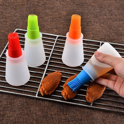Silicone Oil bottle brush，BBQ/Pastry Basting Brushes,Silicone Cooking Grill Barbecue Baking Pastry Oil/Honey/Sauce Bottle Brush (4 PCS,Multicolor)