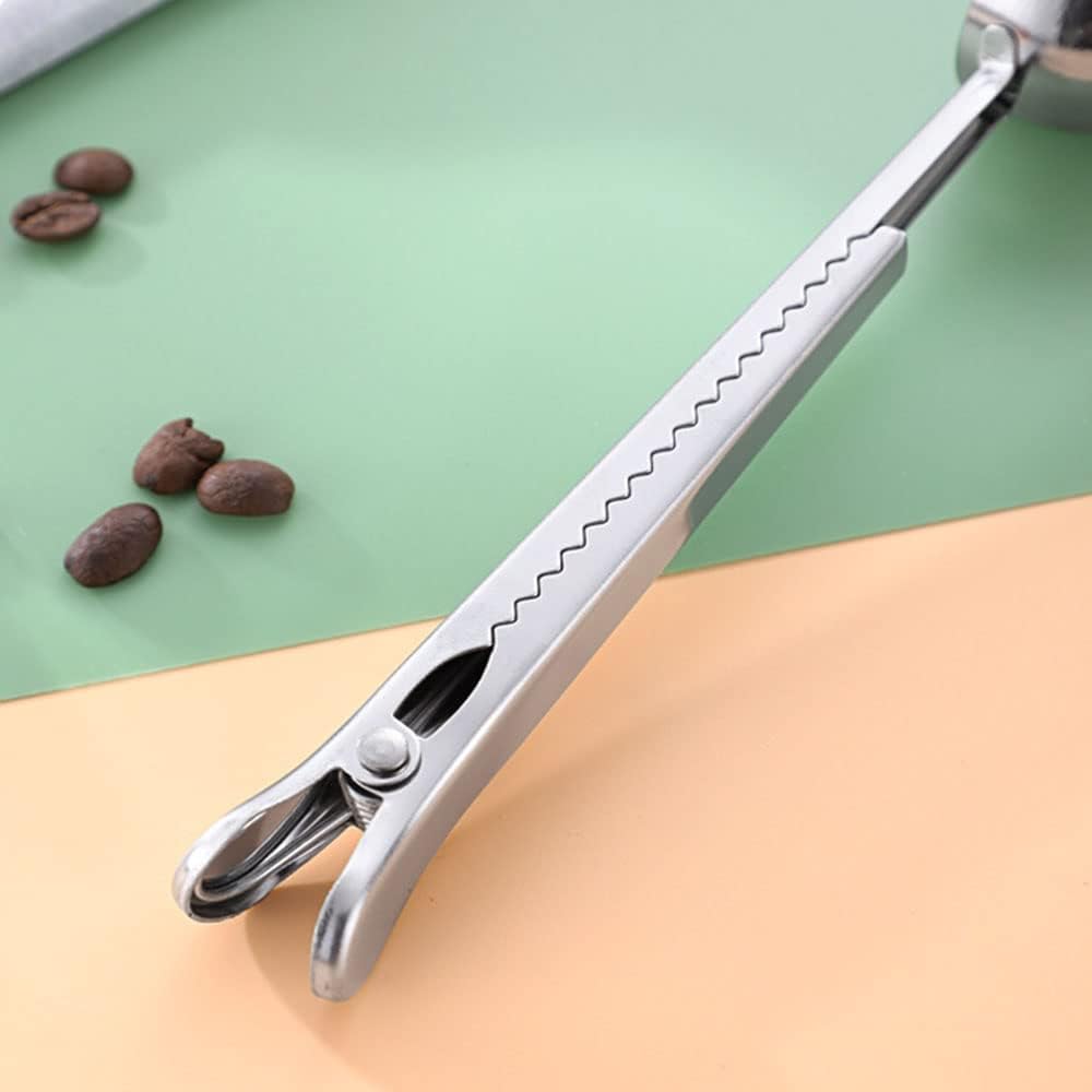 Coffee Scoop Clip Stainless Steel Tablespoon Coffee Spoon With long handle Multifunction Sealing Bag Clip For Tea, Coffee, Protein Powder, Instant Drinks, Kitchen Tools