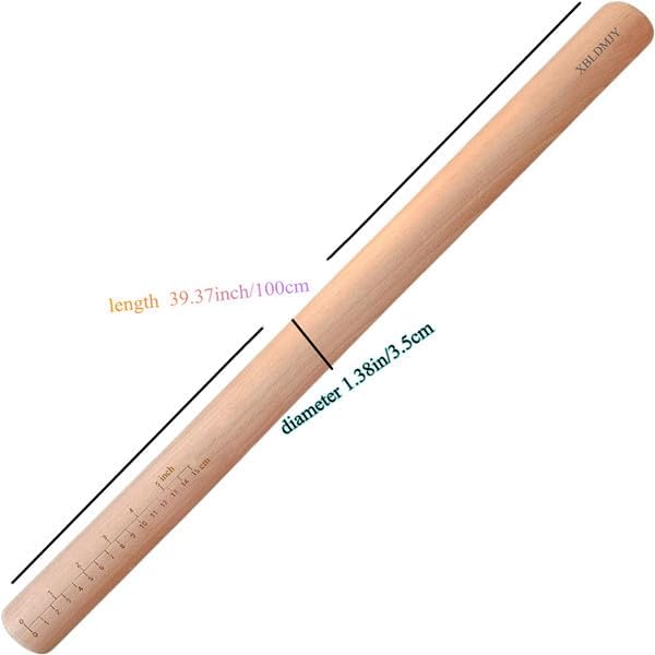 Long Rolling Pin， Baking Dough Roller for Pizza, Pie, Pasta, Bread, Pastry,Noodles(27.16×1.38inch/69×3.5cm)