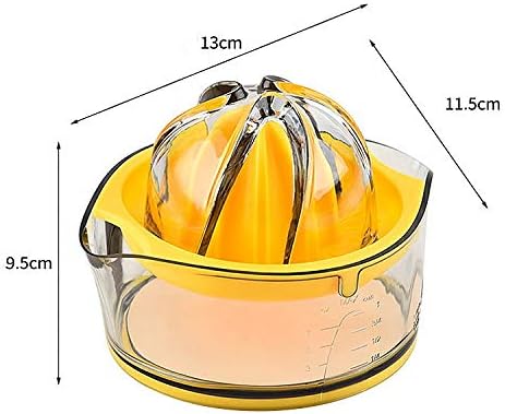 Kasmoire Citrus Lemon Orange Juicer, Manual Hand Squeezer with Built-in Measuring Cup and Strainer, 8OZ (Yellow)