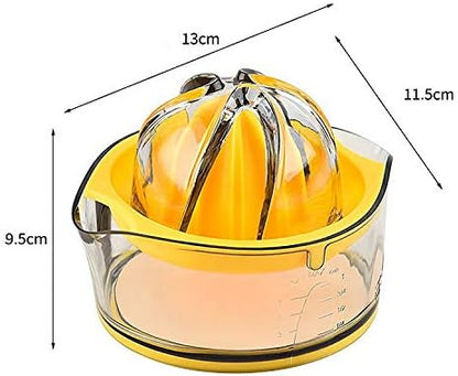 Kasmoire Citrus Lemon Orange Juicer, Manual Hand Squeezer with Built-in Measuring Cup and Strainer, 8OZ (Yellow)