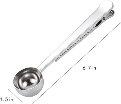 Coffee Scoop, Stainless Steel Silver Multi Function Measuring Spoon, Great Measuring Coffee, Tea, Protein Powder, Instant Drinks, Perfect Coffee Spoon Bag Clip