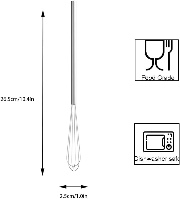 Stainless Steel Mini Whisk 2 Pcs, Small Wire Whisks Set with Wooden Handle, Kitchen Egg Beater Mini Hand Mixer for Cooking, 7.8inch