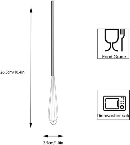 Stainless Steel Mini Whisk 2 Pcs, Small Wire Whisks Set with Wooden Handle, Kitchen Egg Beater Mini Hand Mixer for Cooking, 7.8inch