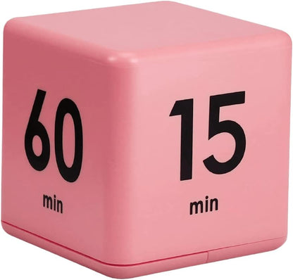 Feilifan Cube Timer, Productivity Cube Rotating Timer for Kitchen Studying Workout Classroom Kids ADHD 1-3-5-10 Minute Preset, White