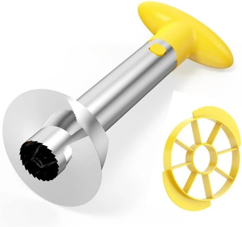 Pineapple Corer Slicer Peeler Stainless Steel for Diced Fruit Rings All in One (Yellow)