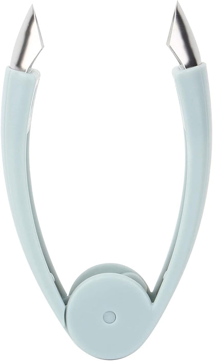 V Shape Fruit Core Remover, Stainless Steel Strawberry Huller Vegetable Pineapple Corer Slicer Tool Kitchen Gadgets(Blue)