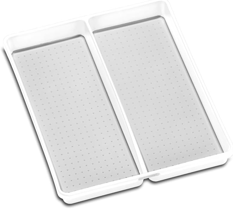 madesmart Premium Small Utensil Tray, Deep Storage for Ladles, Whisks & Serving Tools, Non Slip Lining, for Drawers & Home Organization, White