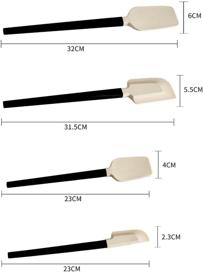 Cream Spatula Soft Baking Tools Portable Baking Scraper Cake Mixer Long Handle Pastry Blenders (black-S-Flat Head)