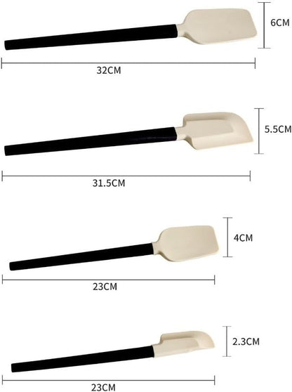 Cream Spatula Soft Baking Tools Portable Baking Scraper Cake Mixer Long Handle Pastry Blenders (black-S-Flat Head)
