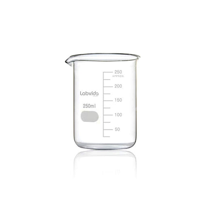 Upgrated 6 Size Low Form Glass Beaker Set, 25ml 50ml 100ml 250ml 500ml 1000ml, 3.3 Boro Glass beakers with Printed Graduation, LVA019