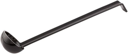 Restaurantware 1 Ounce Serving Ladle 1 Hook Handle Portion Ladle - Dishwasher-Safe Reusable Black Plastic Gravy Ladle For Stirring Pouring And Serving