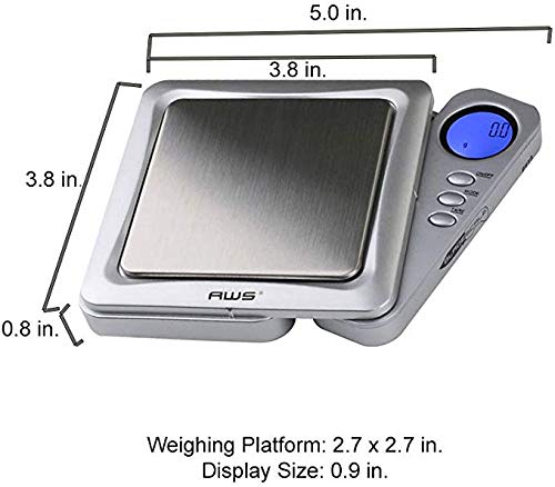 American Weigh Scales Blade Series Digital Pocket Gram Scale 1000g x 0.1g | Precision Mini Scale 0.1g Accuracy, Pocket Scale for Kitchen, Gold, Gems & Coin Scale, Smart Digital & Compact Scale