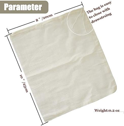 Cheesecloth Bags for Straining,Reusable Cold Brew Coffee Cheese Cloths Strainer,Large Nut Milk Tea Juice Bag,100% Natural Cotton Fine Mesh Filter Bags (X-Small,10 PACK)