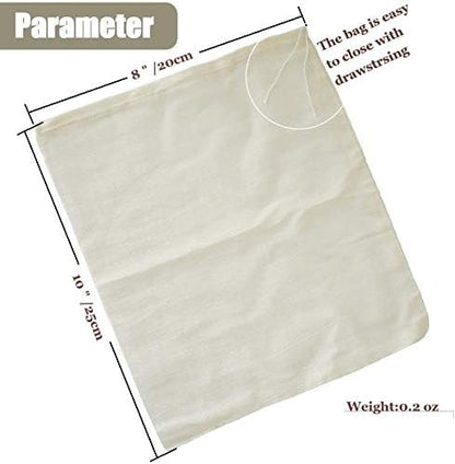 Cheesecloth Bags for Straining,Reusable Cold Brew Coffee Cheese Cloths Strainer,Large Nut Milk Tea Juice Bag,100% Natural Cotton Fine Mesh Filter Bags (X-Small,10 PACK)