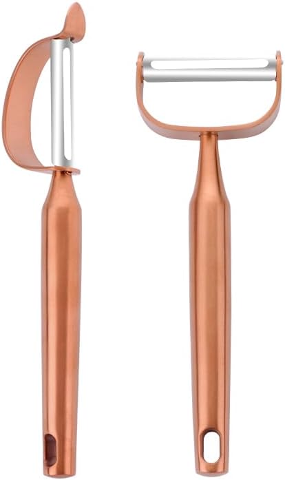 Stainless Steel Vegetable Peeler Gold 2 Pieces, with Potato Eye Remover & Swiveling Twin Blades, Y Shaped Titan Potato Peeler for Fruit & Veggie, Dishwasher Safe