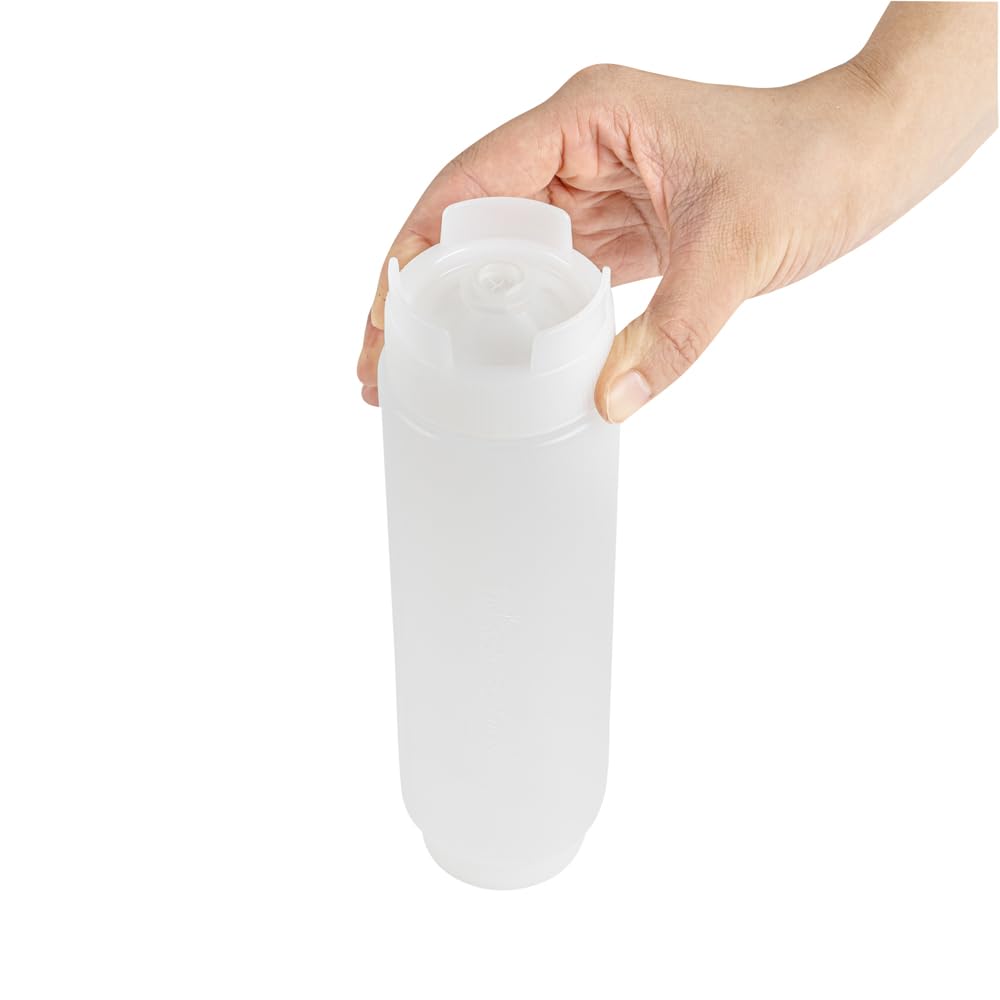 Restaurantware 32oz. FIFO Inverted Plastic Squeeze Bottle with Refill and Dispensing Lids - First In First Out - Perfect for Restaurants Catering and Food Trucks - 1ct box