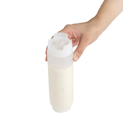 Restaurantware 32oz. FIFO Inverted Plastic Squeeze Bottle with Refill and Dispensing Lids - First In First Out - Perfect for Restaurants Catering and Food Trucks - 1ct box