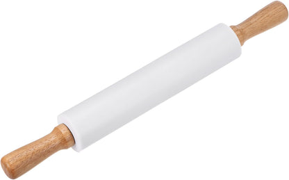 HARFINGTON Silicone Rolling Pins for Baking 12.2 Inch Non-Stick Silicone Surface Wooden Handle Rolling Pin Small Roller Playdough Rolling Pins for Fondant Kitchen Dough Pizza, Green