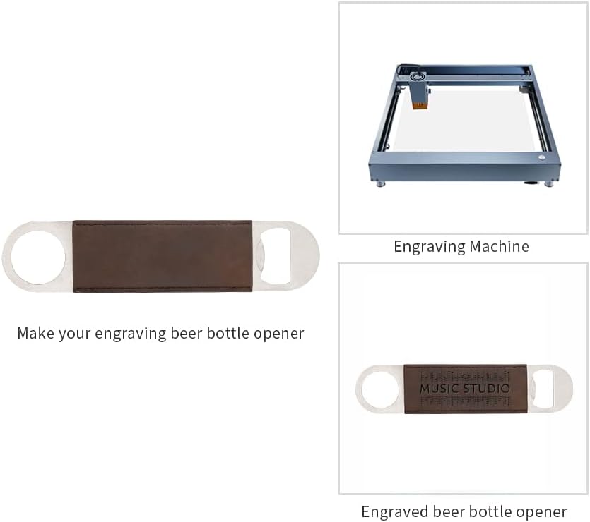PYD Life 8 Pack Stainless Steel Flat Bottle Opener with Brown Leather Handle Blanks 1.6" x 7" for Glowforge Xtool Laser Engraing Custom Name Text Patterns,Beer Opener for Kitchen,Bar,Restaurant,Home
