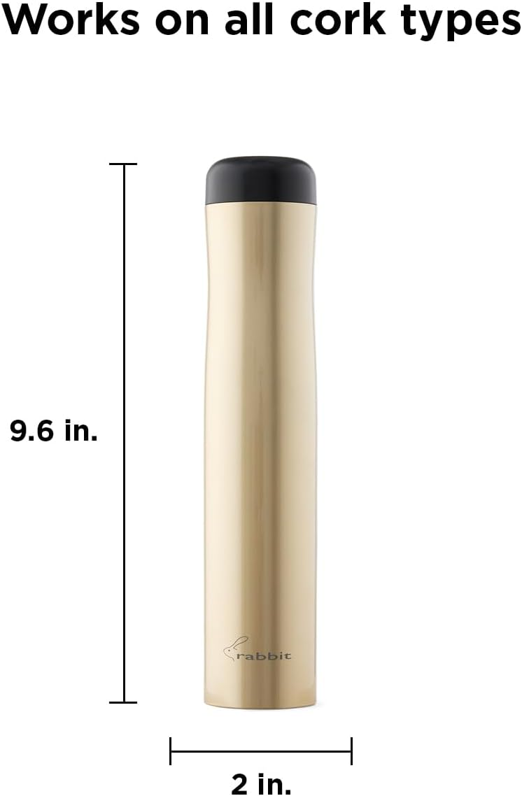 Rabbit Automatic Electric Corkscrew Wine Opener, Cordless Rechargeable, One-Touch Operation, Sleek Shiny Black Finish, Easy to Use for Wine Lovers