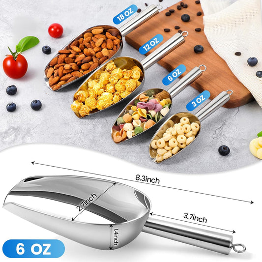 Premium 6oz Ice Scoop for Freezer - Multipurpose Metal Ice Scoop for Ice Machine - Stainless Steel Small Ice Scooper for Ice Bucket - Kitchen Gadgets Cookie Flour Pet Dog Food Scoop