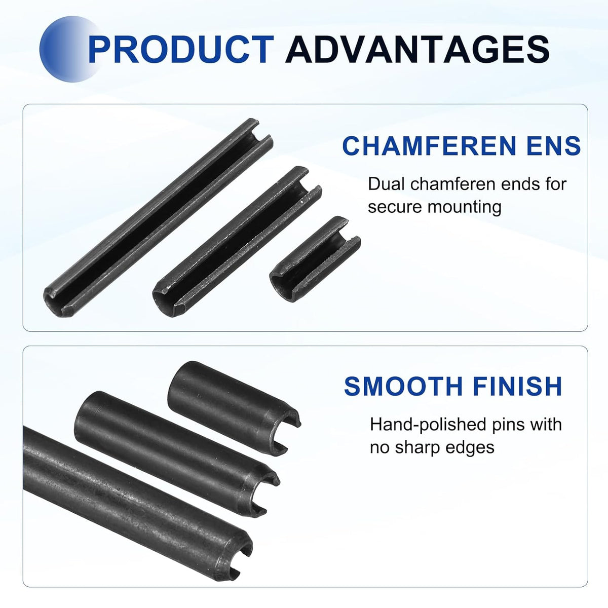 25Pcs Slotted Split Roll Pins 1/2 Inch(12mm) Dia. 1-2/5 Inch(35mm) Length 65Mn Steel Spring Tension Expansion Dowels for Secure Fastening, Black - Colors B