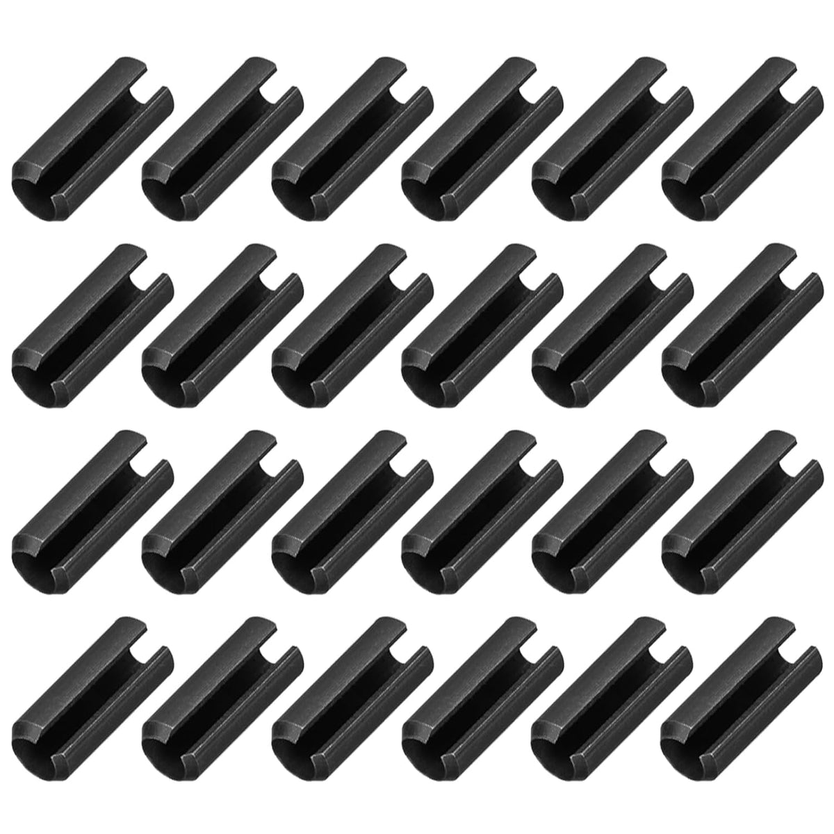 25Pcs Slotted Split Roll Pins 1/2 Inch(12mm) Dia. 1-2/5 Inch(35mm) Length 65Mn Steel Spring Tension Expansion Dowels for Secure Fastening, Black - Colors B