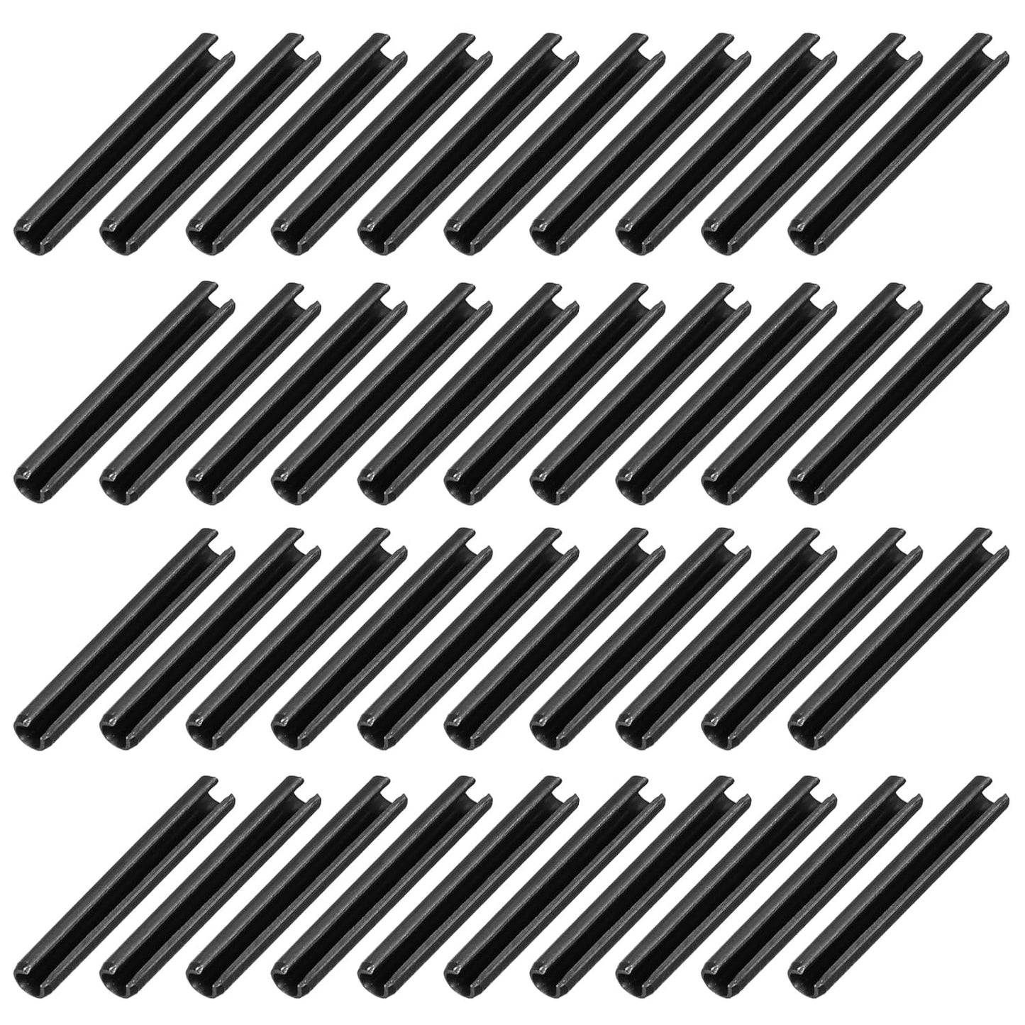25Pcs Slotted Split Roll Pins 1/2 Inch(12mm) Dia. 1-2/5 Inch(35mm) Length 65Mn Steel Spring Tension Expansion Dowels for Secure Fastening, Black - Colors B