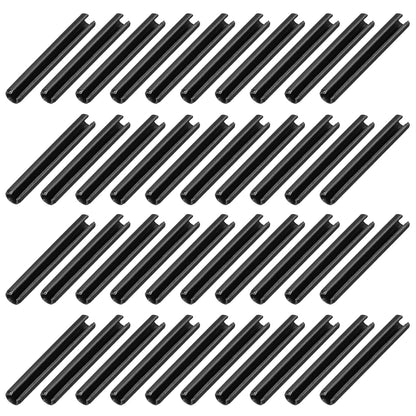 25Pcs Slotted Split Roll Pins 1/2 Inch(12mm) Dia. 1-2/5 Inch(35mm) Length 65Mn Steel Spring Tension Expansion Dowels for Secure Fastening, Black - Colors B