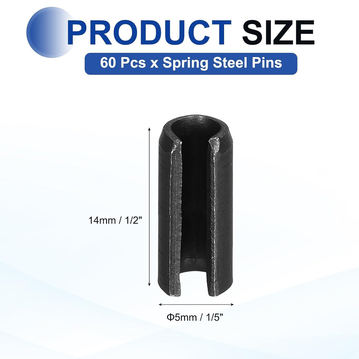 25Pcs Slotted Split Roll Pins 1/2 Inch(12mm) Dia. 1-2/5 Inch(35mm) Length 65Mn Steel Spring Tension Expansion Dowels for Secure Fastening, Black - Colors B