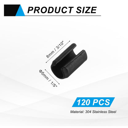 25Pcs Slotted Split Roll Pins 1/2 Inch(12mm) Dia. 1-2/5 Inch(35mm) Length 65Mn Steel Spring Tension Expansion Dowels for Secure Fastening, Black - Colors B