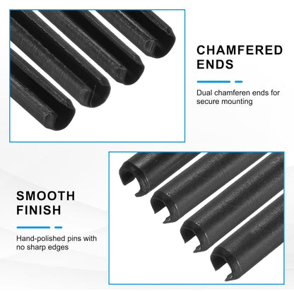 25Pcs Slotted Split Roll Pins 1/2 Inch(12mm) Dia. 1-2/5 Inch(35mm) Length 65Mn Steel Spring Tension Expansion Dowels for Secure Fastening, Black - Colors B