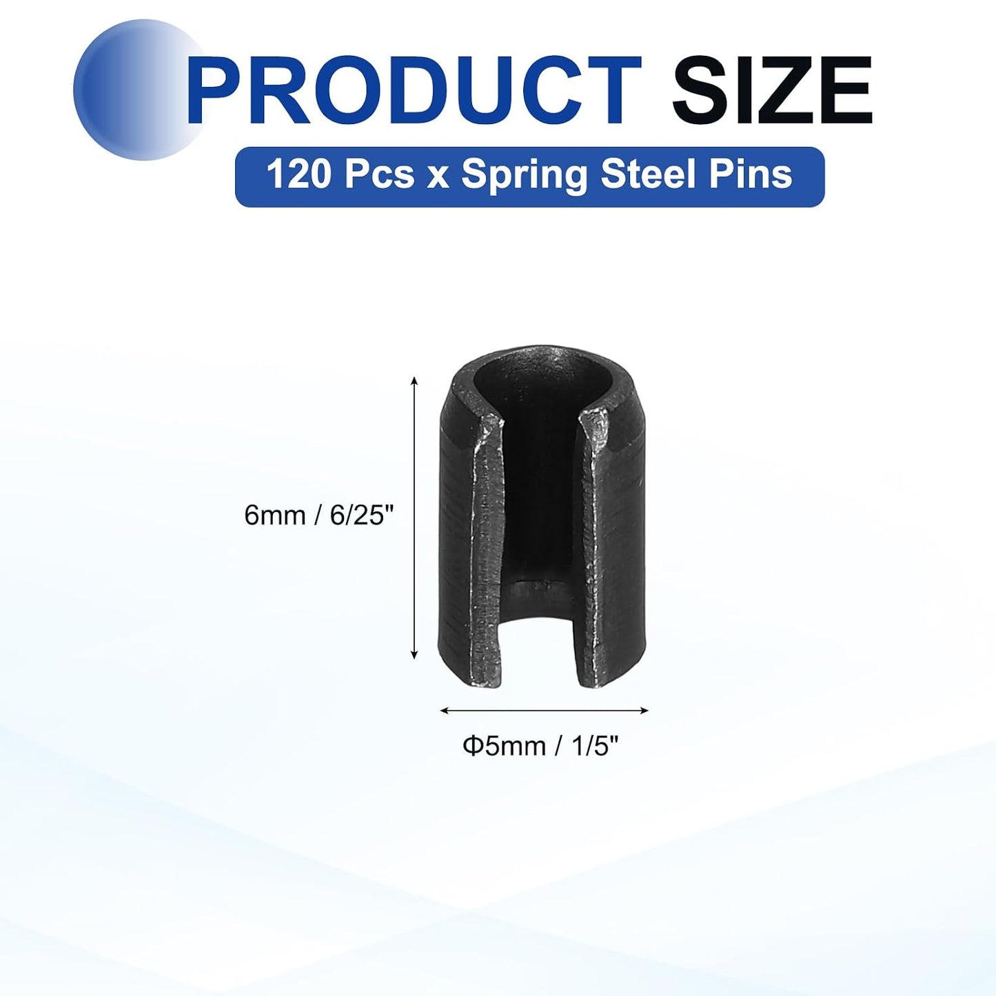 25Pcs Slotted Split Roll Pins 1/2 Inch(12mm) Dia. 1-2/5 Inch(35mm) Length 65Mn Steel Spring Tension Expansion Dowels for Secure Fastening, Black - Colors B