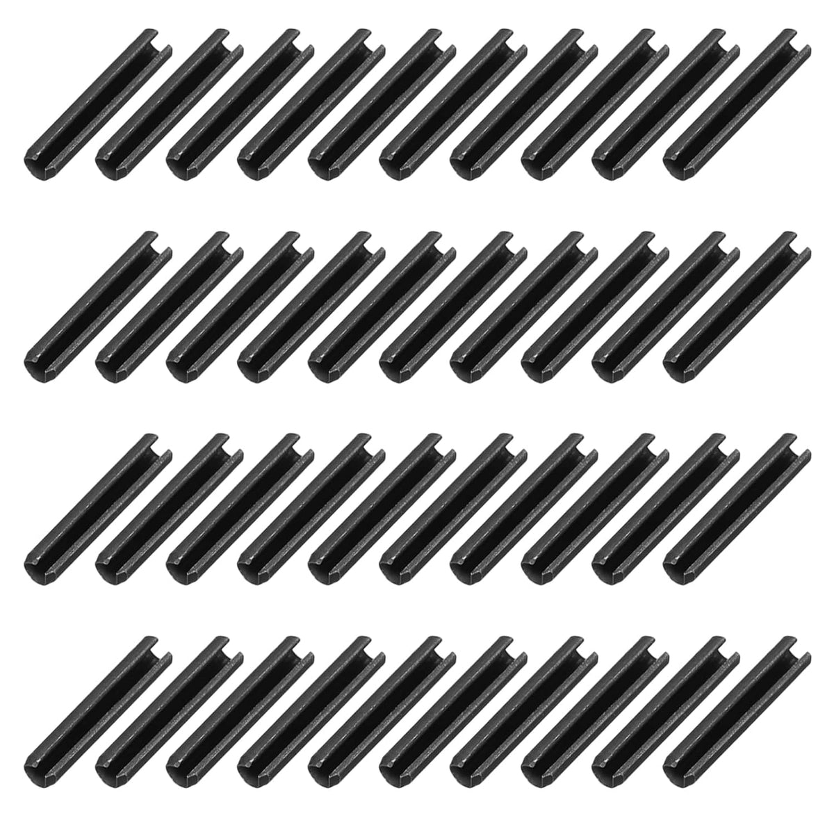 25Pcs Slotted Split Roll Pins 1/2 Inch(12mm) Dia. 1-2/5 Inch(35mm) Length 65Mn Steel Spring Tension Expansion Dowels for Secure Fastening, Black - Colors B