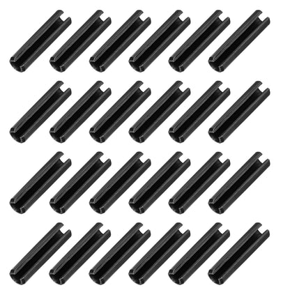 25Pcs Slotted Split Roll Pins 1/2 Inch(12mm) Dia. 1-2/5 Inch(35mm) Length 65Mn Steel Spring Tension Expansion Dowels for Secure Fastening, Black - Colors B