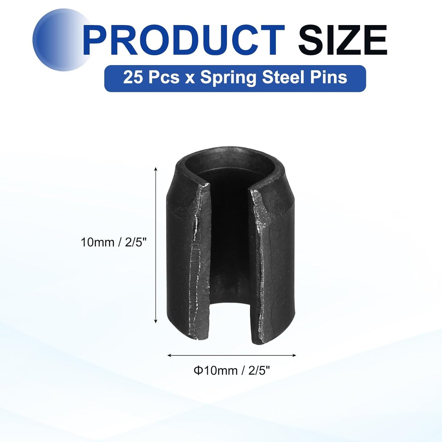 25Pcs Slotted Split Roll Pins 1/2 Inch(12mm) Dia. 1-2/5 Inch(35mm) Length 65Mn Steel Spring Tension Expansion Dowels for Secure Fastening, Black - Colors B