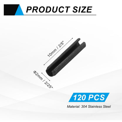 25Pcs Slotted Split Roll Pins 1/2 Inch(12mm) Dia. 1-2/5 Inch(35mm) Length 65Mn Steel Spring Tension Expansion Dowels for Secure Fastening, Black - Colors B
