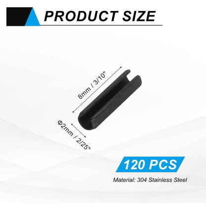 25Pcs Slotted Split Roll Pins 1/2 Inch(12mm) Dia. 1-2/5 Inch(35mm) Length 65Mn Steel Spring Tension Expansion Dowels for Secure Fastening, Black - Colors B