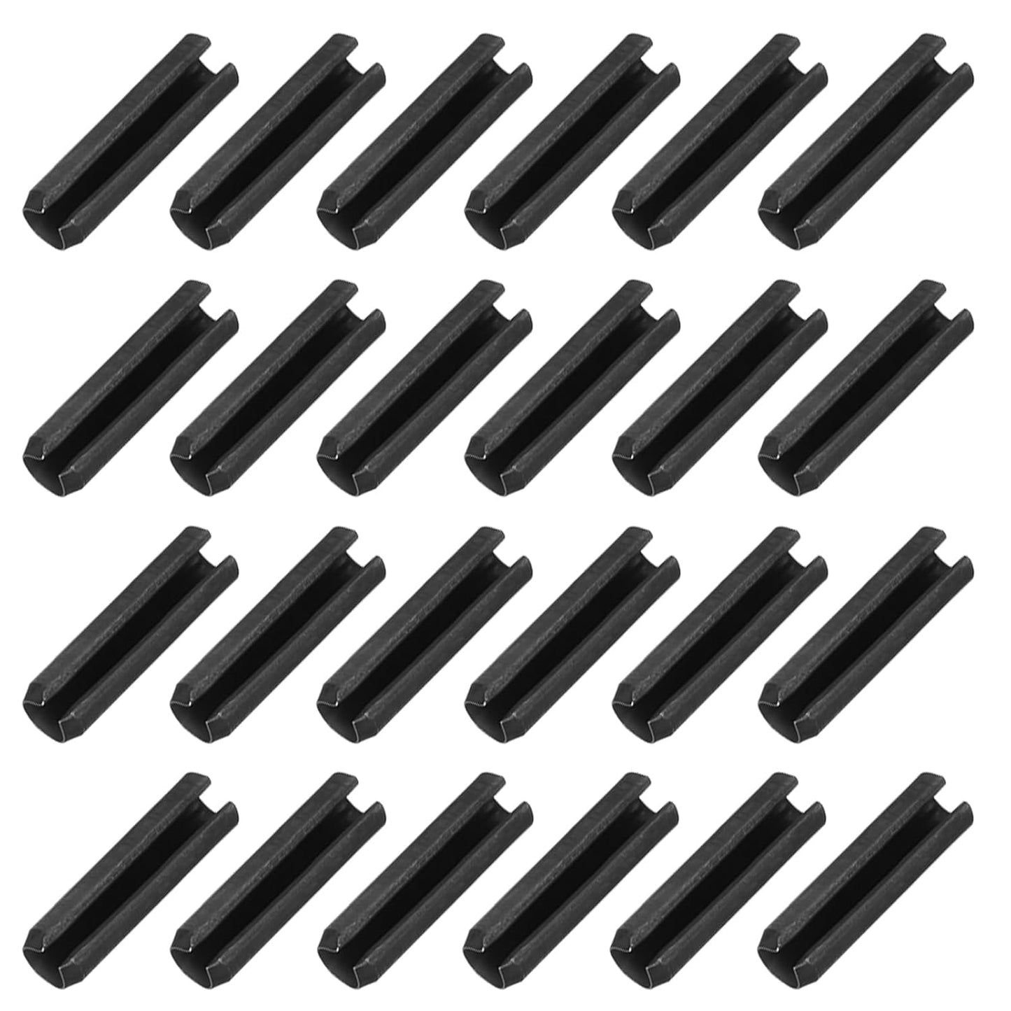 25Pcs Slotted Split Roll Pins 1/2 Inch(12mm) Dia. 1-2/5 Inch(35mm) Length 65Mn Steel Spring Tension Expansion Dowels for Secure Fastening, Black - Colors B