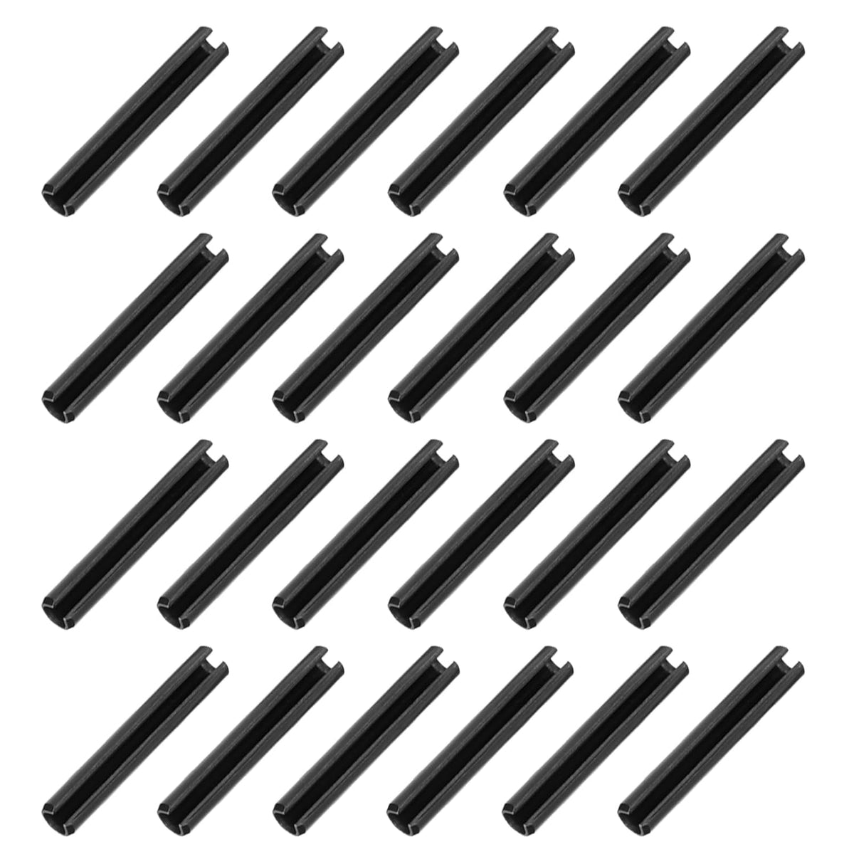 25Pcs Slotted Split Roll Pins 1/2 Inch(12mm) Dia. 1-2/5 Inch(35mm) Length 65Mn Steel Spring Tension Expansion Dowels for Secure Fastening, Black - Colors B