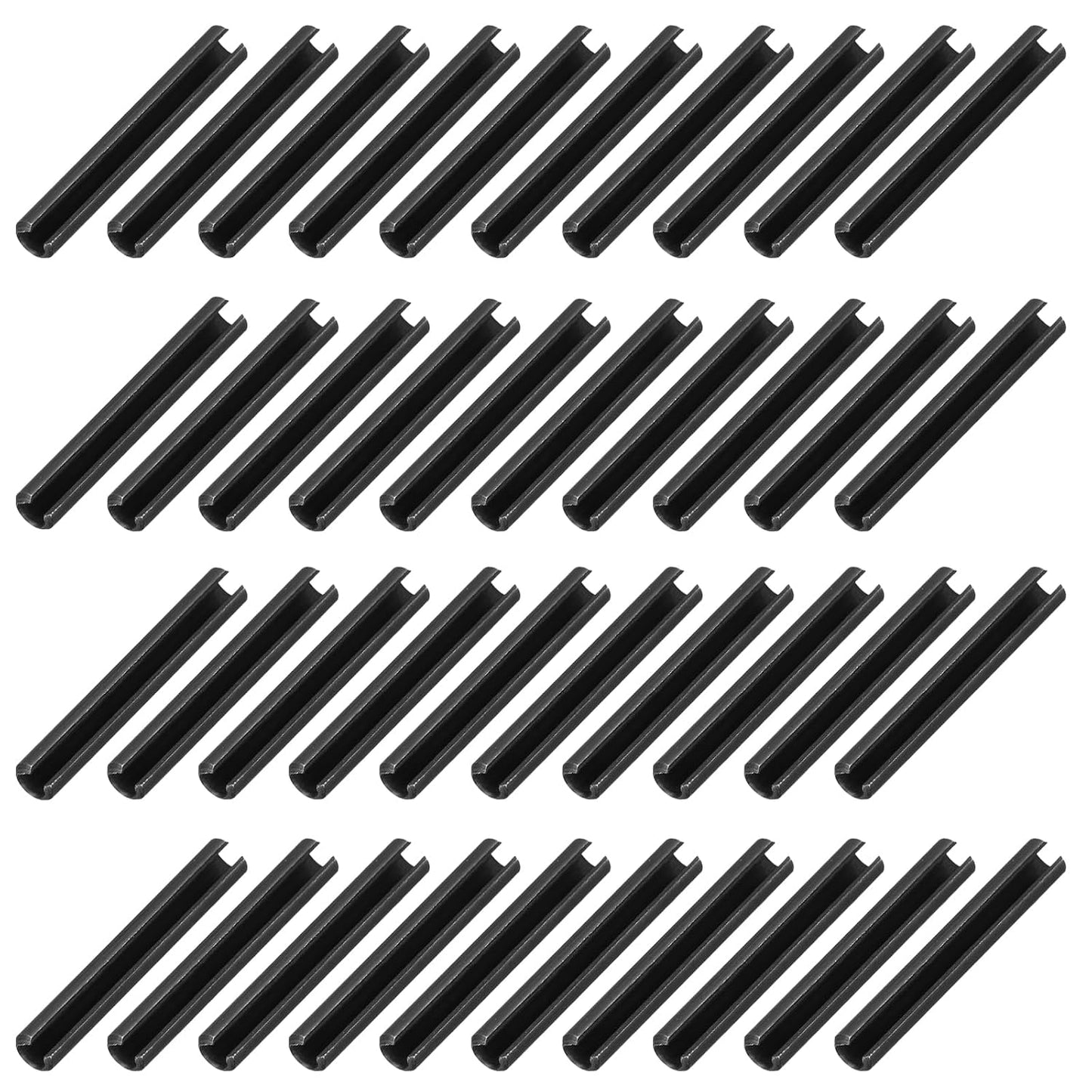 25Pcs Slotted Split Roll Pins 1/2 Inch(12mm) Dia. 1-2/5 Inch(35mm) Length 65Mn Steel Spring Tension Expansion Dowels for Secure Fastening, Black - Colors B