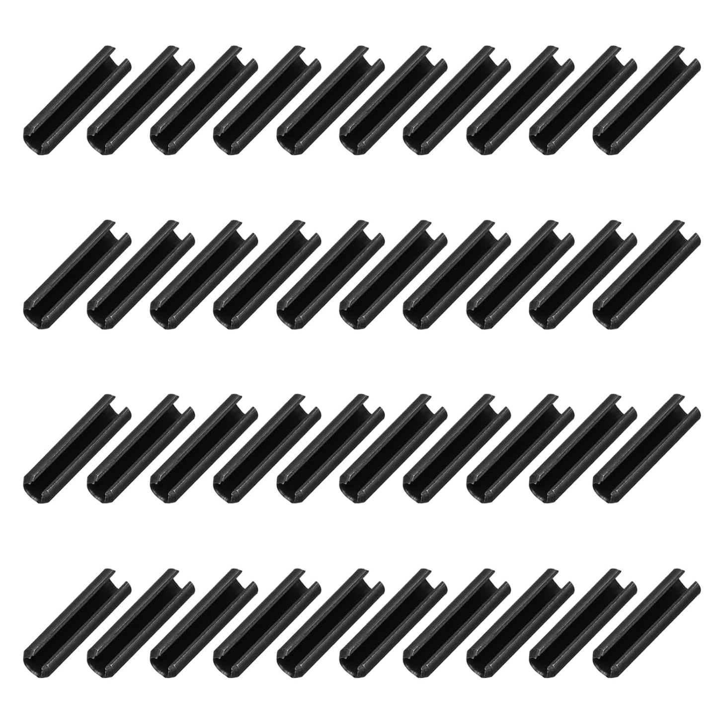 25Pcs Slotted Split Roll Pins 1/2 Inch(12mm) Dia. 1-2/5 Inch(35mm) Length 65Mn Steel Spring Tension Expansion Dowels for Secure Fastening, Black - Colors B