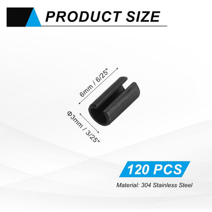 25Pcs Slotted Split Roll Pins 1/2 Inch(12mm) Dia. 1-2/5 Inch(35mm) Length 65Mn Steel Spring Tension Expansion Dowels for Secure Fastening, Black - Colors B