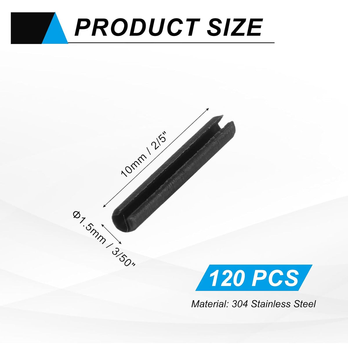 25Pcs Slotted Split Roll Pins 1/2 Inch(12mm) Dia. 1-2/5 Inch(35mm) Length 65Mn Steel Spring Tension Expansion Dowels for Secure Fastening, Black - Colors B