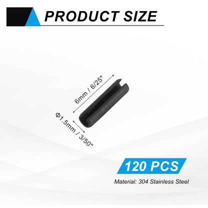 25Pcs Slotted Split Roll Pins 1/2 Inch(12mm) Dia. 1-2/5 Inch(35mm) Length 65Mn Steel Spring Tension Expansion Dowels for Secure Fastening, Black - Colors B
