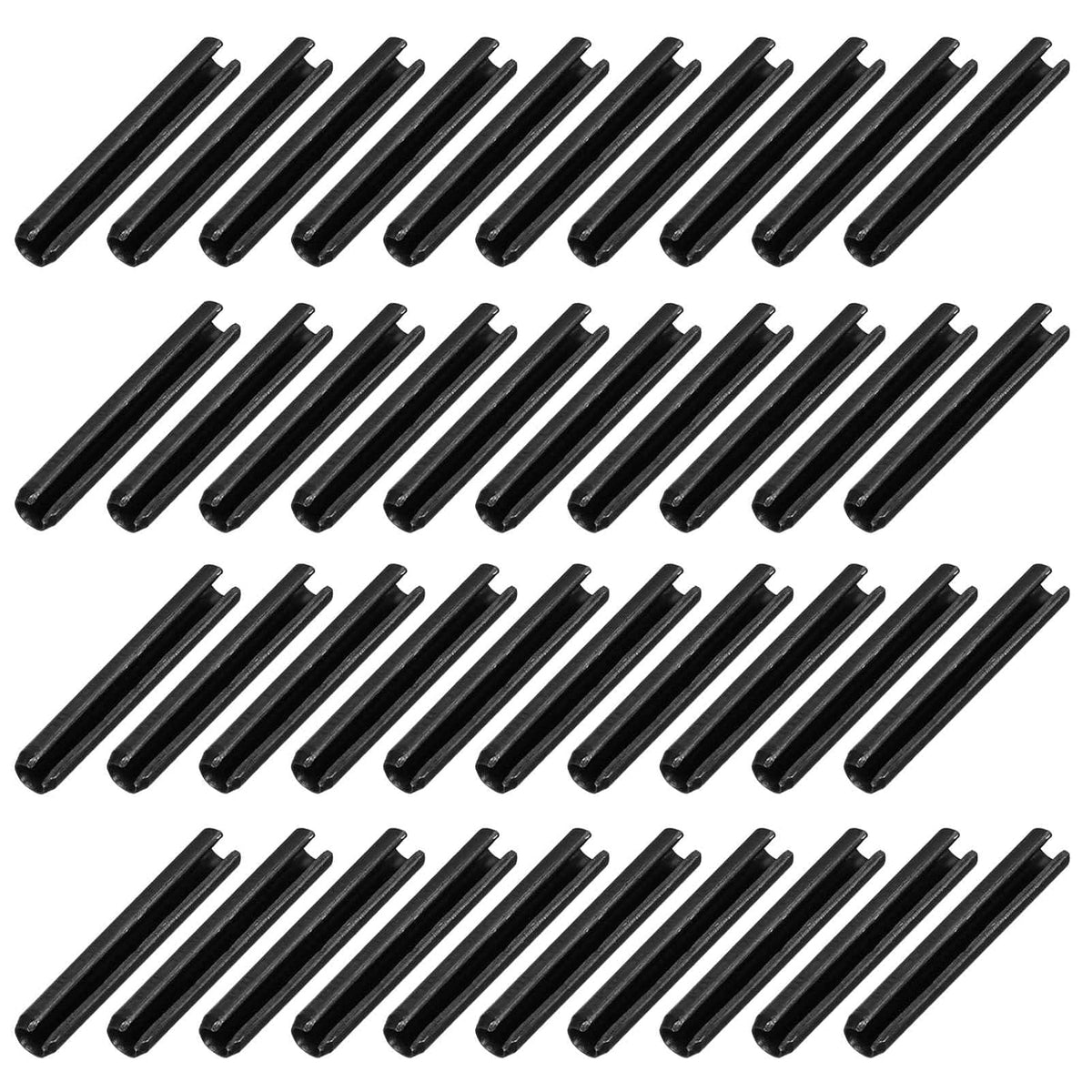 25Pcs Slotted Split Roll Pins 1/2 Inch(12mm) Dia. 1-2/5 Inch(35mm) Length 65Mn Steel Spring Tension Expansion Dowels for Secure Fastening, Black - Colors B
