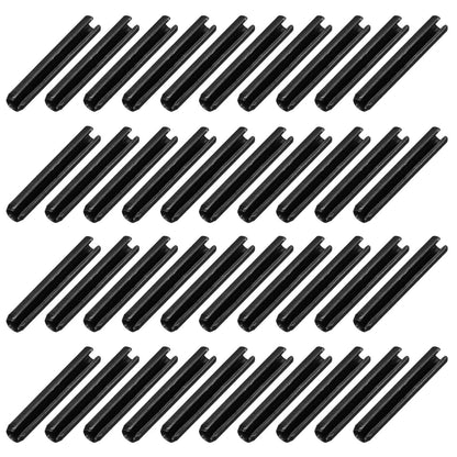 25Pcs Slotted Split Roll Pins 1/2 Inch(12mm) Dia. 1-2/5 Inch(35mm) Length 65Mn Steel Spring Tension Expansion Dowels for Secure Fastening, Black - Colors B